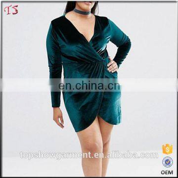 Bulk buy wholesale clothes wrap front mini velvet plus size dresses sexy