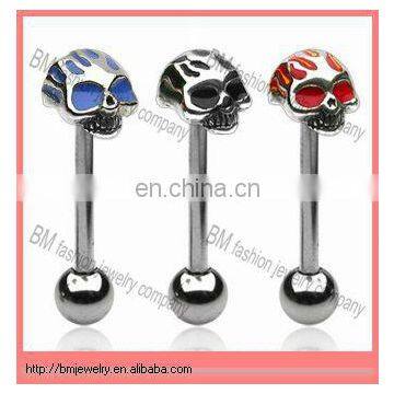 316L stainless steel body jewelry skull barbell tongue rings piercing