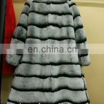 New Style Winter Warm Fashion Rex Rabbit Fur Coat Chinchilla Fur Parka photo-5