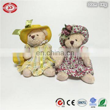 Floral dress cute fancy plush sitting teddy bear with bag