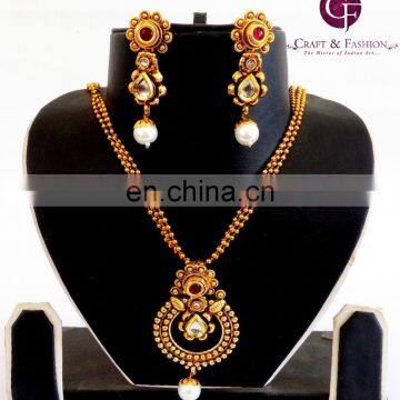 Indian handmade Pearl Pendant Set-Wholesale Gold plated South Indian Pendant Set-Oversize Pendant Set 2015