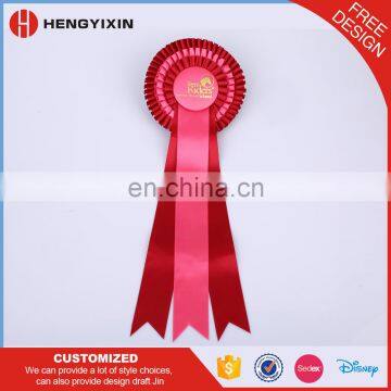 Fancy factory handmade triple larye horse race award ribbon rosette