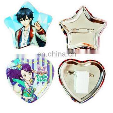 Wholesale Custom anime heart shaped and star shaped tin badge/pin badge