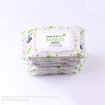 Chinese Factory Bamboo Natural Organic Biodegradable 80pcs Wet Wipes