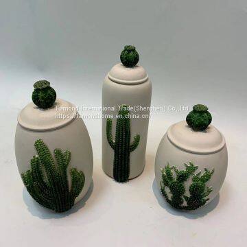 Cactus receptacles of various sizes with LIDS made by polyresin storage box