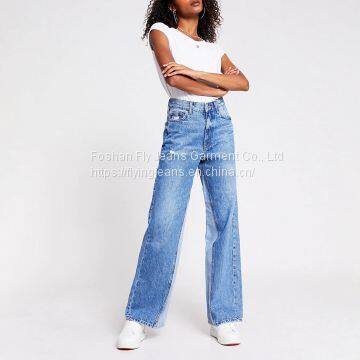 Blue High Rise Wide Leg Jean photo-4