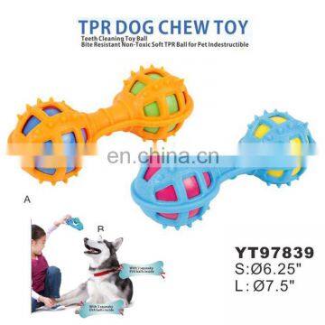 Tooth Cleaning Pet Toy Ball Dogs Bite Soft TPR Ball Two Squeaker photo-2