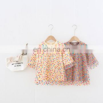 2020 girls net gauze skirt printed small dot dress