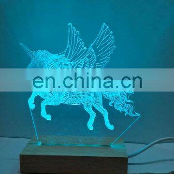 3D Night Light USB DIY Night Lamp Custom For Wedding Christmas Gift Holiday Wooden Base