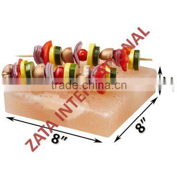 Himalayan Natural Crystal Rock Salt Tiles Plates Slabs Size 8" x 8" x 2" for BBQ Barbecue Cooking searing Serving Grilling