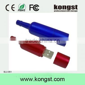 Hot selling metal wine bottle USB 2.0 1GB-64GB USB Flash Drive, colorful bottle shape pendrive memory stick