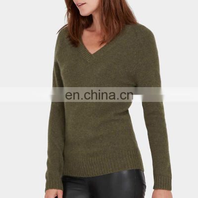 Women Cashmere V Neck Pullover Sweater Knitting Pattern