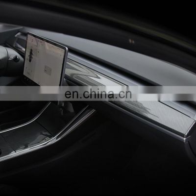 Abs Carbon Fiber Pattern Dry Cover Accessories Center Console Interior Dashboard Panel For Tesla Model 3 Y