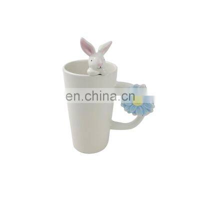 easter bunny customized white 3d animal rabbit rabbit shaped ceramic coffee mug