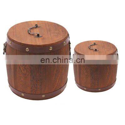 custom manufacturer high quality small decorative wooden barrel packaging coffee bean tea storage container