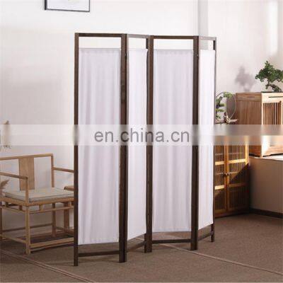 4-Panel Natural Pine Wood Room Divider / 4 Panel Folding Privacy Screens / Freestanding Room Divider