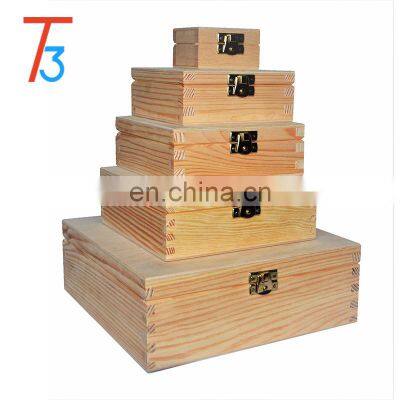 Variety Square Wooden Organizer Boxes Storage With Lid and Clasp photo-3