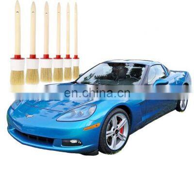 Natural Boar Hair Detail Brush (Set of 6), Auto Detailing Brush Set Car Detailing Brushes Perfect for Cleaning Wheels, Dashboard photo-2
