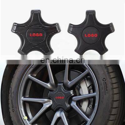 Car Wheel Center Hub Covers ABS Five-jaw Hub Cover With Carbon Fiber Design Car Accessories For Tesla