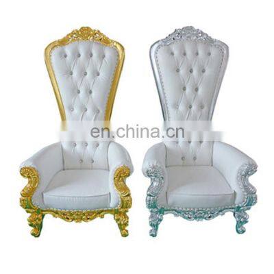 cheap high quality luxury high back royal red white fabric king throne gold wedding chair metal hotel chairs