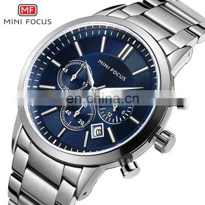 Mini Focus MF0188G Business Men Quartz Wristwatch Quality Stainless Steel Chrono Custom Waterproof Luxury Reloj Watch