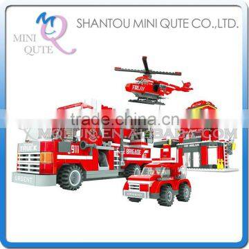 Mini Qute DIY Fire fighting truck vehicle center action figures plastic cube building blocks bricks educational toy NO.21901