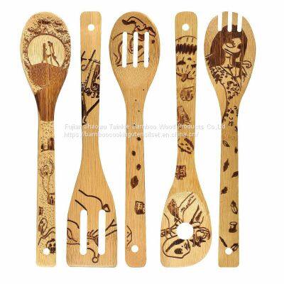 Bamboo Kitchen Utensil With Silicon Case,Wholesale Bamboo Utensil Set From China photo-4