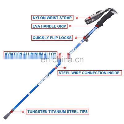 Outdoor Multifunction Walking Stick Trekking Poles Telescopic Fold Crutches Hiking Stick Crutch Elderly Metal Stick Walking Cane photo-3