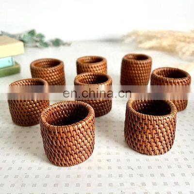 Vintage woven napkin rings in oval shape set of five Set Tableware set napkin holder rings wovenmade in Vietnam