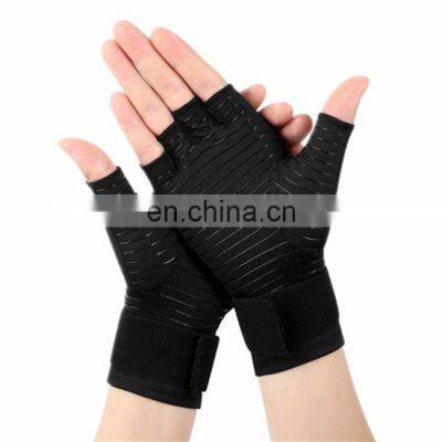 Fingerless Compression Guante with Wrist Strap Copper Infused Arthritis Glove