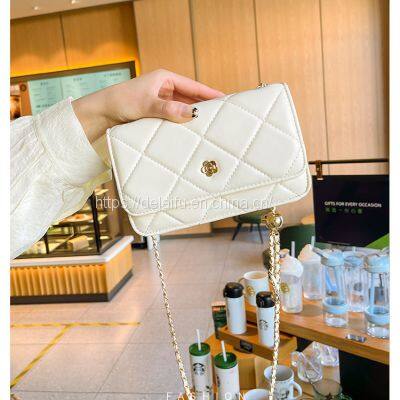 Fashion Lingge Design Golden Ball Chain Handbag Ladies Crossbody Small Square Bag photo-3