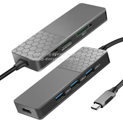 High Quality 7 in 1 HDMI USB 3.0*3 PD*1 Micro SD+SD USB HUB For Notebook Laptop Matebook