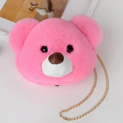 014Plush Rabbit Bag Cute Girl bear Bag One Shoulder Oblique Straddle Bag Long Chain Imitation Rabbit Hair Bag Backpack