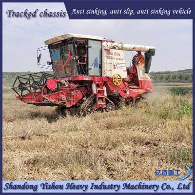 Harvester anti sinking track chassis suitable for muddy terrain