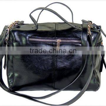 Black Cosmetic Leather Travel Tote Bag With Fur Bag photo-4