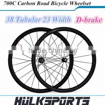 Wholesale disc brake Tubular wheels700C full carbon fiber road bicycle wheels 38mm wheelset bike wheels