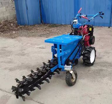 Double chain deep trench digging machine, micro digging to trenching machine, manual push chain operation
