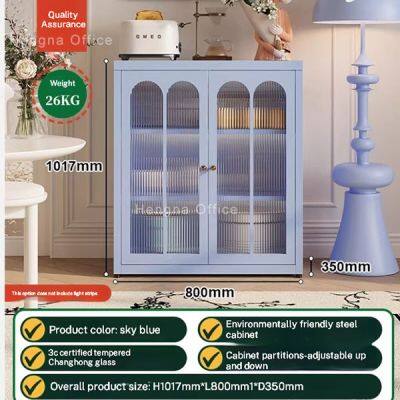 Durable Steel Sideboard With Glass Doors | Stylish and Functional Storage| for Coffee Shop Display