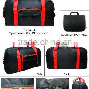 High quality neswest hot sale promotional Foldable Travel Bag Black red color polyester special price