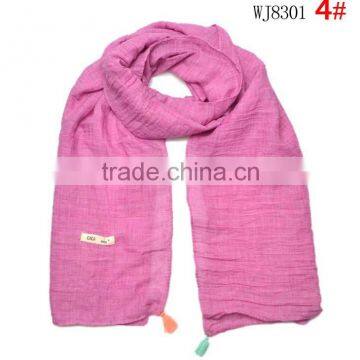 Wholesale Fashion Classic Tassel Style Kids Boys Girls Cotton Solid Plain Scarf photo-5