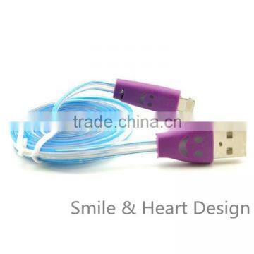 Android Universal Smile Flat Noodle Micro USB Dc Charging Cable photo-3