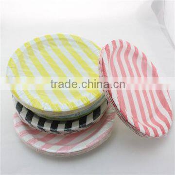 9" Round Paper Dinnerware of Wholesale Striped Paper Plates