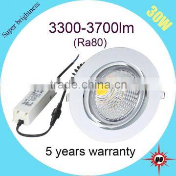 Popular High End CRI90 4-way Rotatable COB 30w LED Downlight photo-5