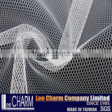 30D 18gsm Hexagon Polyester Ivory Soft Net Fabric