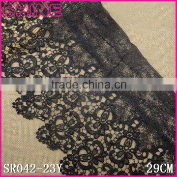 European Style Single Side Black 29cm Clothes Fashion Embroidery Water Soluble Lace