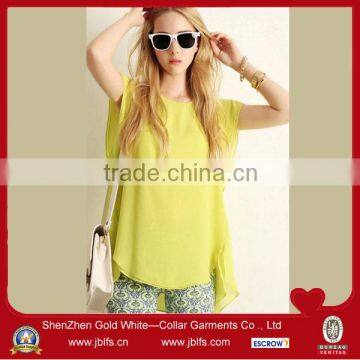 Fashion ladies ordinary T ,woman cheap sleeveless irregular O neck shirts