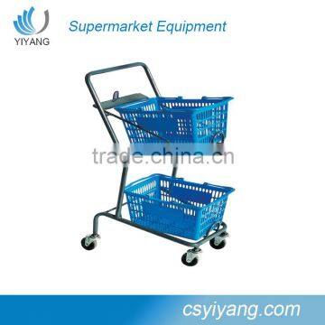 supermarket shopping carts for hand-baskets two layer