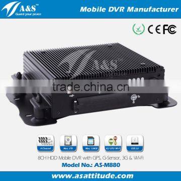 H.264 Shockproof 8CH Mobile Car DVR With RJ45 RS485 USB2.0