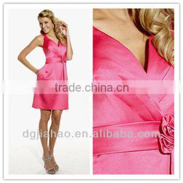 Satin V Neck Mini Length Bridesmaid Dresses