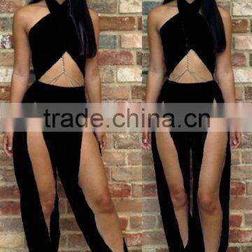 women sexy black jumpsuits 2014